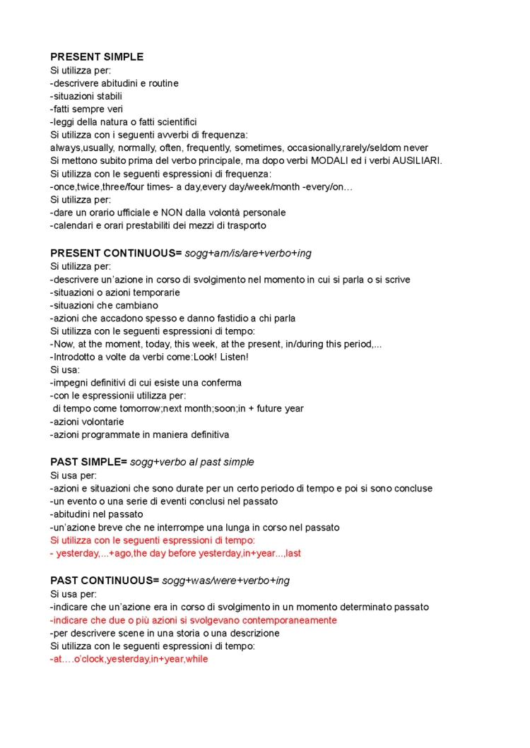 Present Simple e Continuous Schema PDF, Simple vs Present Continuous Exercises, Past Perfect Examples