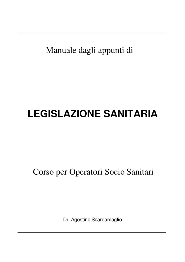 Legislazione Sanitaria OSS: Riassunto, Quiz, e Slide per Concorsi