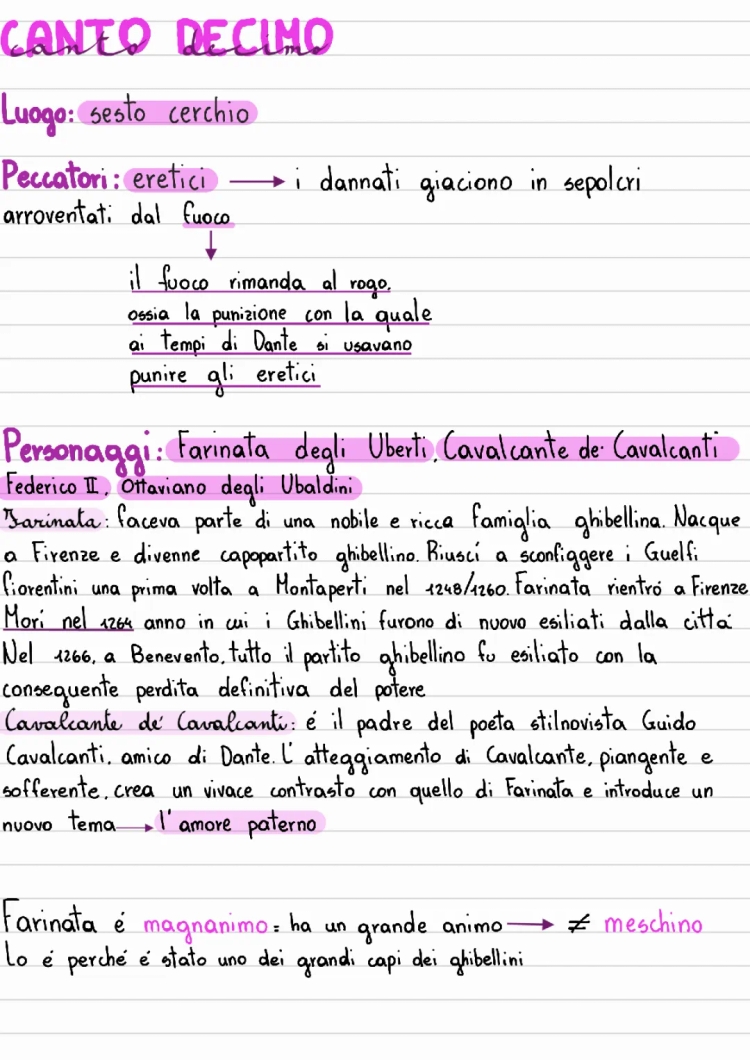 Canto 10 Inferno: Parafrasi, Riassunto PDF e Testo