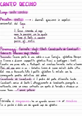 Canto 10 Inferno: Parafrasi, Riassunto PDF e Testo