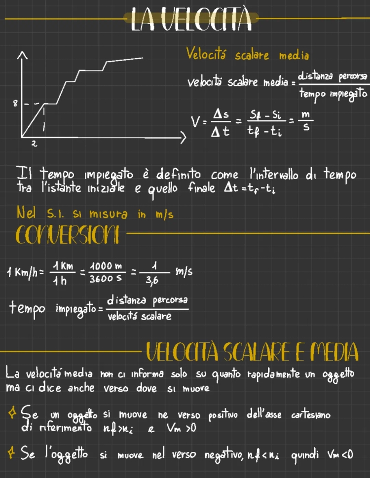 Velocità scalare e vettoriale: Formule e calcoli della velocità