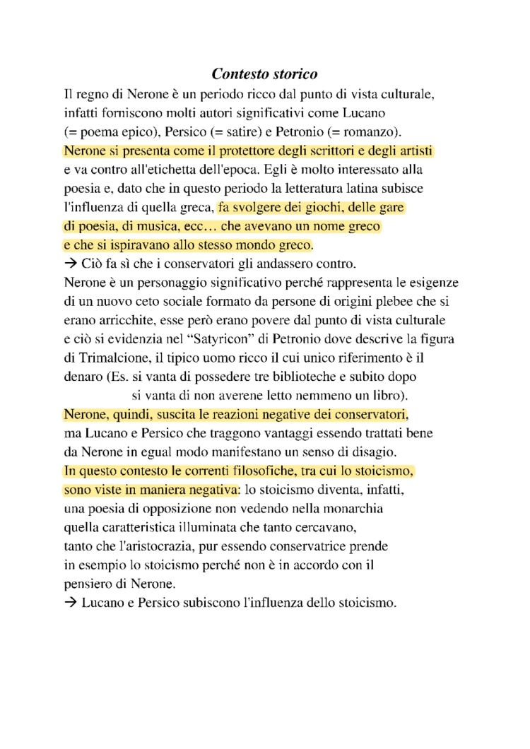 Nerone imperatore e scrittori famosi: Lucano, Persio, Petronio