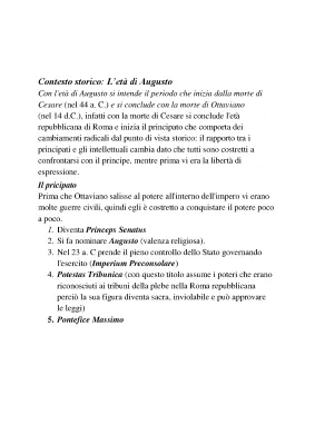 Virgilio: Vita e Opere, Età di Augusto e Riforme - Riassunto e PDF