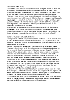 Il Canzoniere di Petrarca: Riassunto, Spiegazione e Analisi PDF