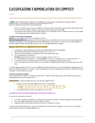 Nomenclatura Chimica Inorganica e Tradizionale - Schema PDF per Compiti di Scienze