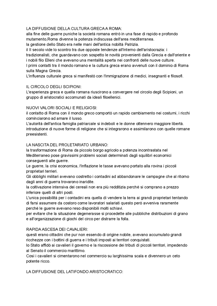 Cultura Greca e Romana a Confronto: Roma Conquista la Grecia e il Proletariato Urbano