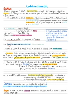 Divina Commedia: Struttura Semplificata e Viaggio di Dante