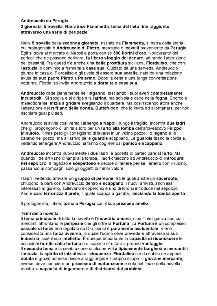 Andreuccio da Perugia: Riassunto, Testo, Analisi e PDF