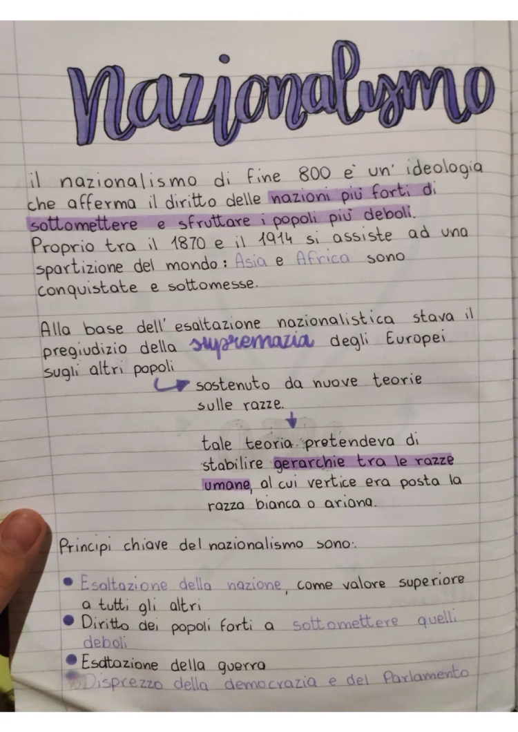 Nazionalismo e imperialismo nel XIX e XX secolo: riassunto