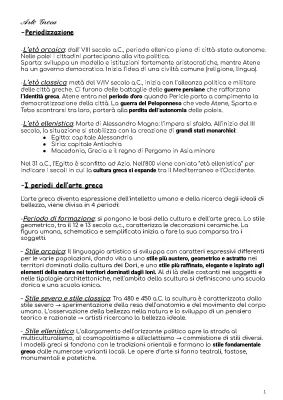 I periodi dell'arte greca riassunto: Schema dei 4 periodi e differenze tra età classica ed ellenistica