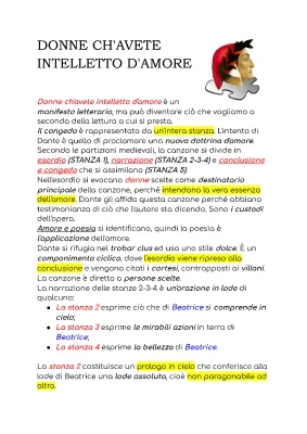 Donne ch'avete Intelletto d'Amore Summary and Analysis for Kids