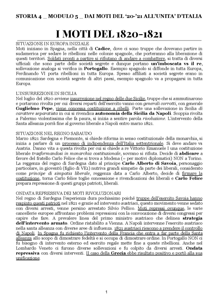 I moti rivoluzionari del 1820-21 e del 1830-31: il Risorgimento italiano spiegato facile