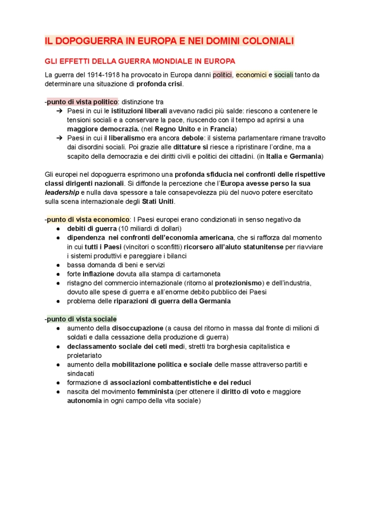 Prima e Seconda Guerra Mondiale: Riassunto e Conseguenze in Italia e Europa