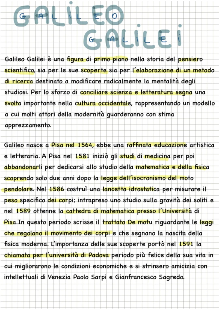  Galileo Galilei: vita, scoperte, opere 