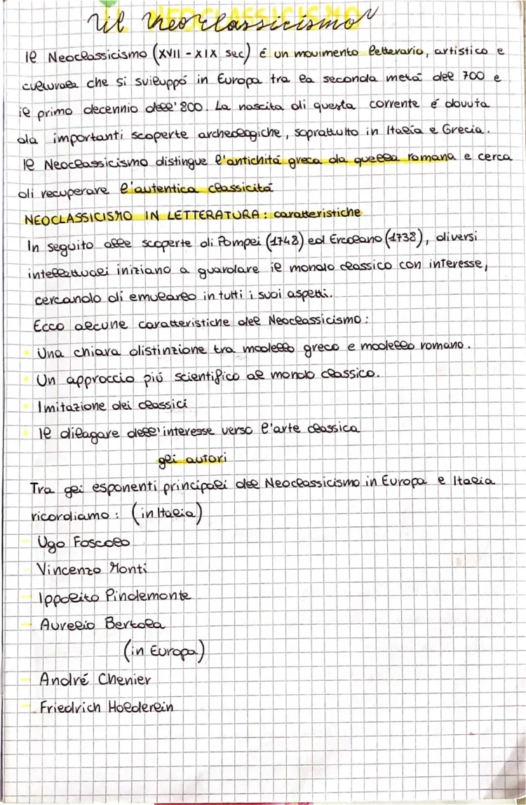 Neoclassicismo in Letteratura: Caratteristiche e Autori Italiani