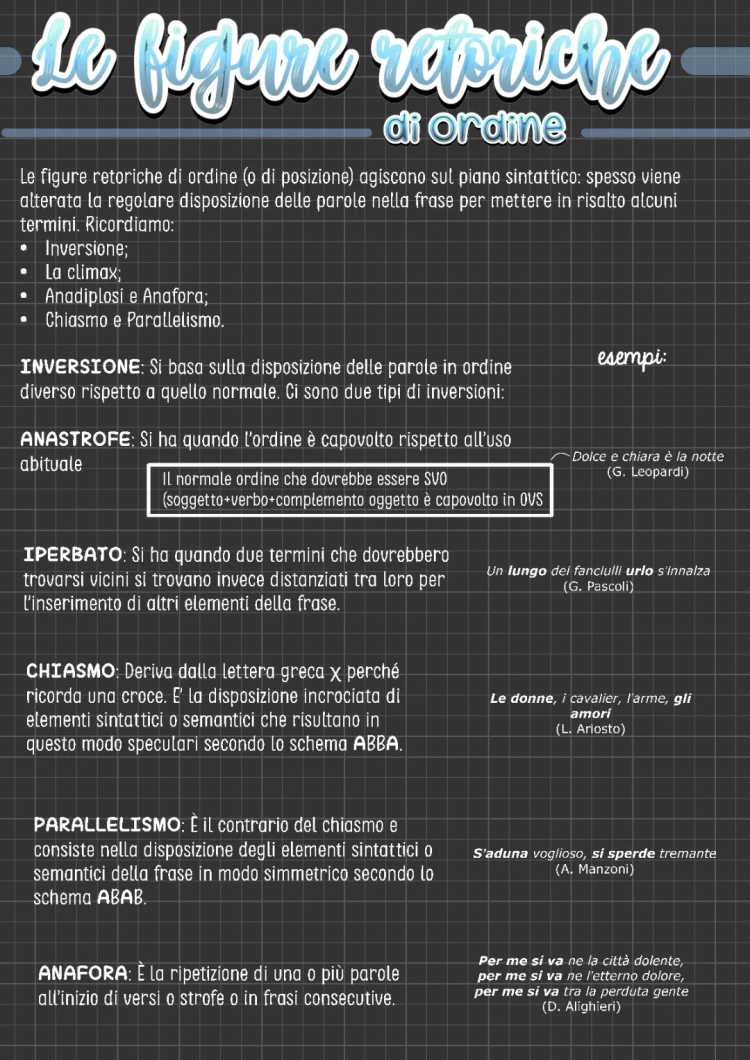 Figure Retoriche: Inversione, Anastrofe, Chiasmo e Altre