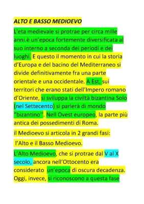 Scopri Alto e Basso Medioevo: Schema e Riassunto Facili