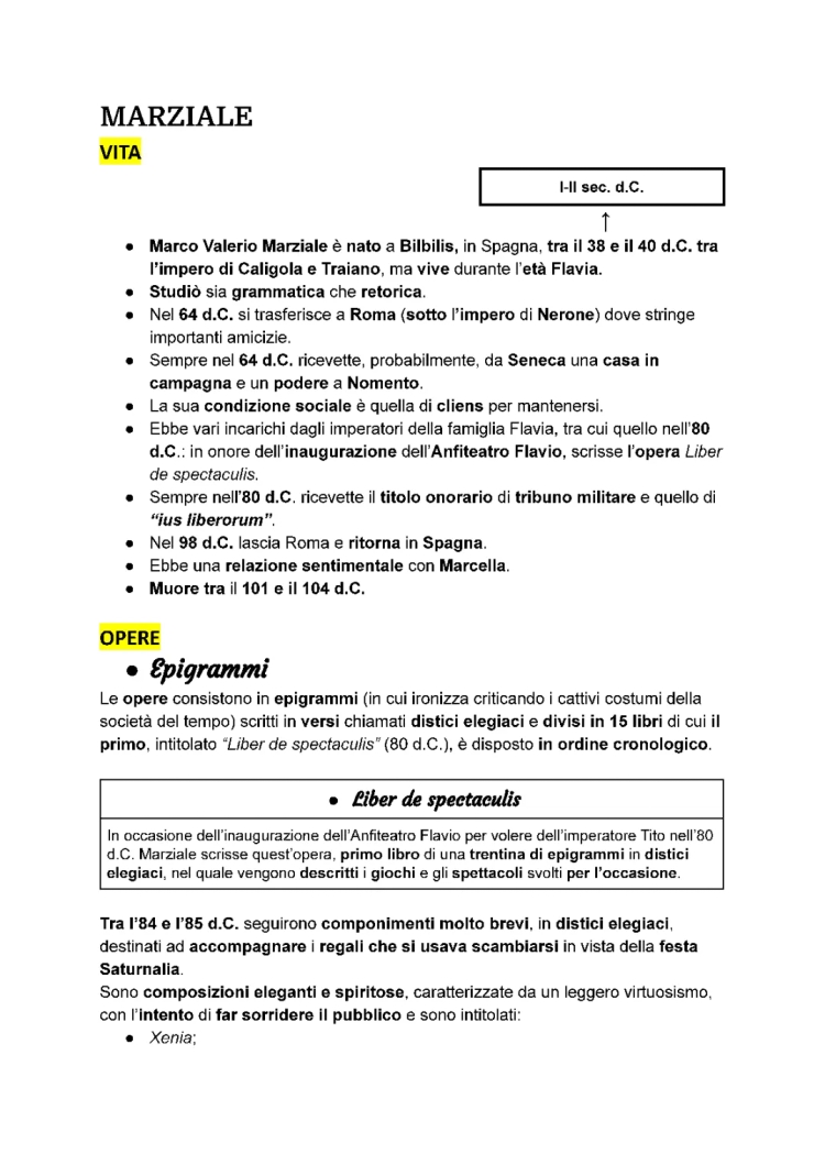 Marziale Epigrammi Famosi PDF e Analisi - Vita, Opere e Morte