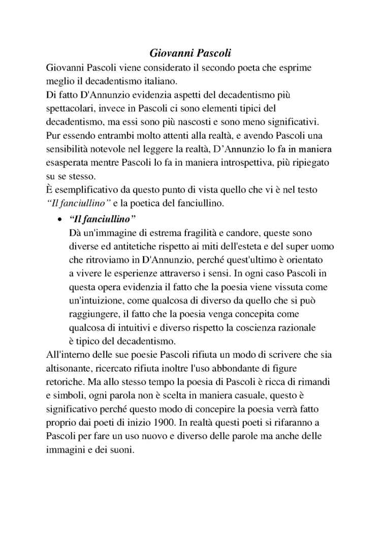 Pascoli e D'Annunzio: Confronto, Amicizia e Differenze