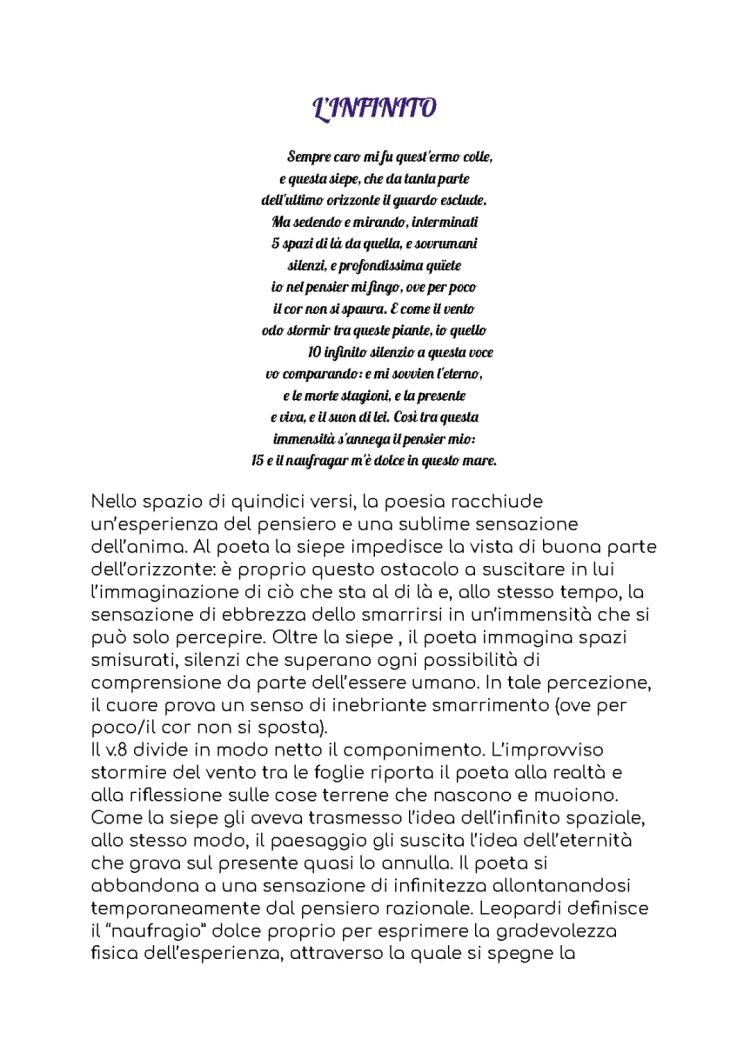 L'infinito de Leopardi expliqué aux enfants - Analyse et Commentaire