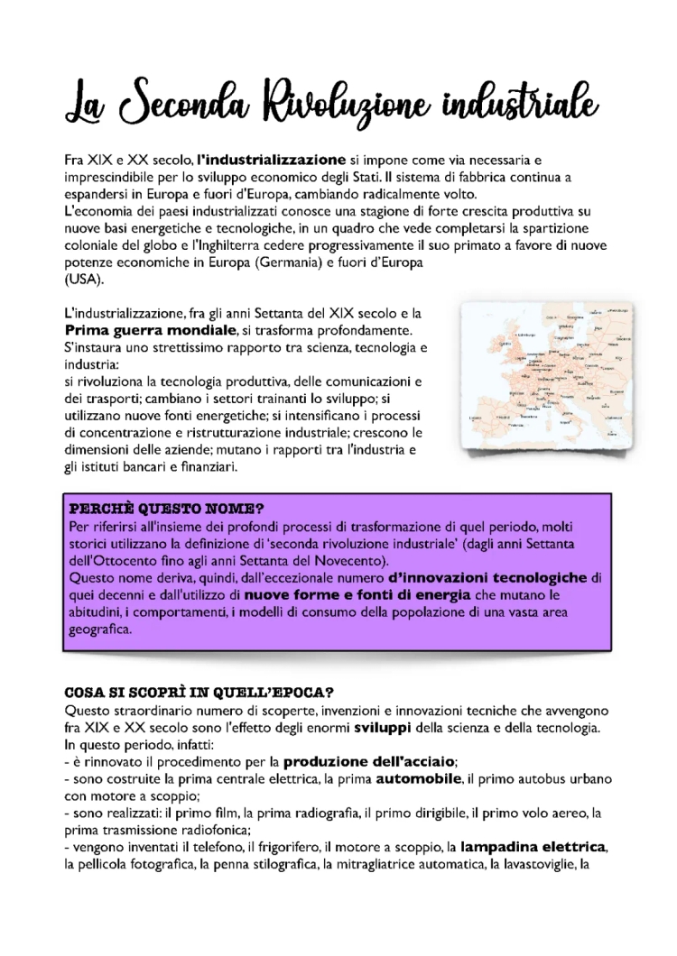 Seconda Rivoluzione Industriale: Sintesi, Riassunto e Schema Facile 📖