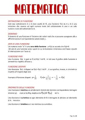 Definizioni Matematica 5° Liceo: Tabella Dominio e Funzioni PDF