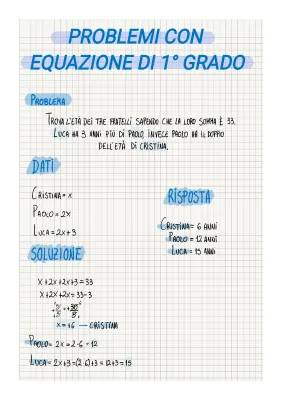 Risolvere Problemi con Equazioni di Primo Grado: Esercizi Semplici e Zanichelli PDF