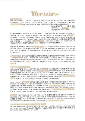 Illuminismo Riassunto PDF: Schemi Semplici per la Scuola Media