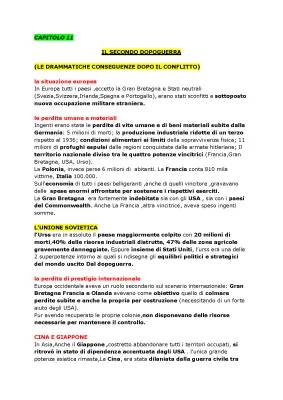 Riassunto sul Secondo Dopoguerra e Le Sue Conseguenze in Italia e in Europa