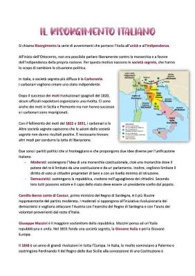 Il Risorgimento Italiano Spiegato Facile: Riassunto e Schema