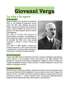 Giovanni Verga: Vita e Opere Riassunto, I Malavoglia e Verismo PDF