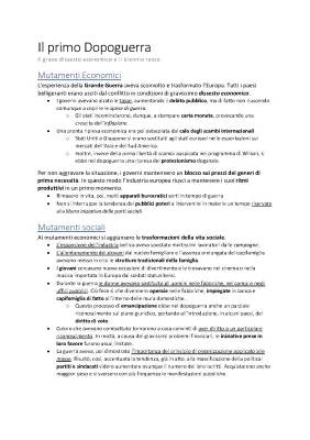 Il Primo e Secondo Dopoguerra: Riassunto e Boom Economico in Italia