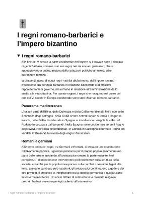 I Regni Romano-Barbarici: Schema, Riassunto e Caratteristiche