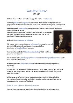 William Blake: Easy Summary, Famous Poems, and Songs of Innocence and Experience