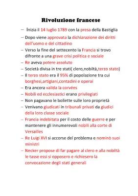 Rivoluzione Francese Riassunto Facile e Schema PDF