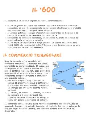 Il commercio triangolare nel '600: schema, mappa concettuale e riassunto