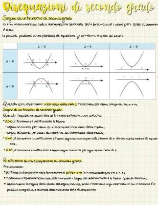 Equazioni e Disequazioni di Secondo Grado: PDF, Formule, Spiegazioni