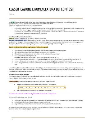 Nomenclatura Chimica Inorganica e Tradizionale - Schema PDF per Compiti di Scienze