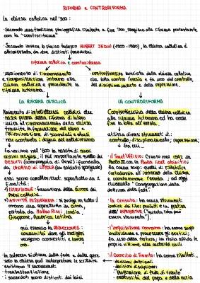 Riforma e Controriforma: Schema Facile per Scuola Media