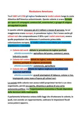 Rivoluzione Americana: Cause, Conseguenze e Riassunto PDF