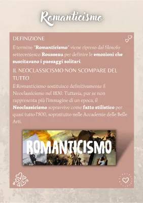 Riassunto del Romanticismo in Arte per Scuola Media