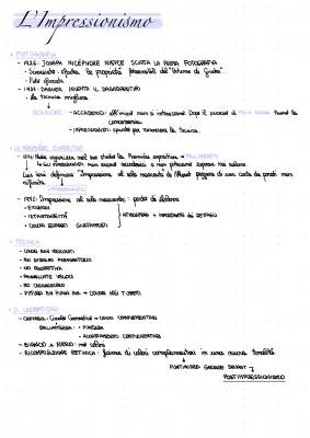 Impressionismo: Mappa Concettuale PDF, Tecnica Fotografica, e Schema per Scuola Media