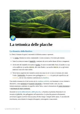 Tettonica delle Placche: Riassunto, Schema e Mappa per Scuola Media