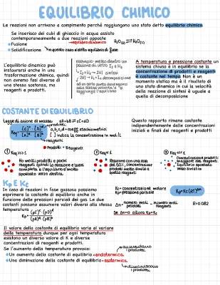 Equilibrio Chimico per Ragazzi: Riassunto e Esercizi Zanichelli