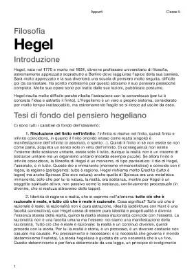 Hegel: Appunti e Riassunti PDF per Bambini e Maturità