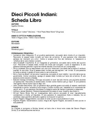 Dieci Piccoli Indiani: Scheda Libro e Riassunto PDF, Filastrocca, Personaggi e Temi Principali