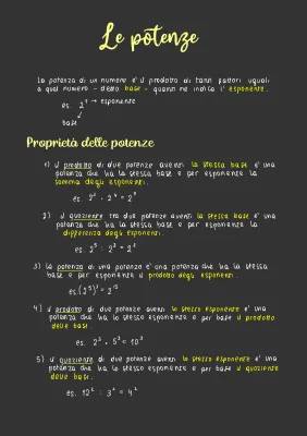 Schema Riassuntivo: Proprietà delle Potenze per Bambini