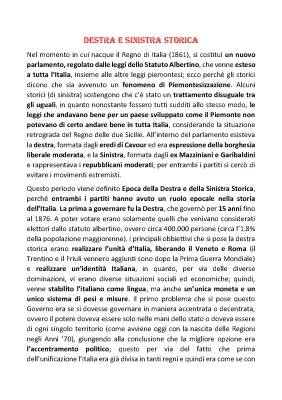 Destra e Sinistra Storica per Scuola Media - Riassunti, Schemi, PDF e PPT Zanichelli