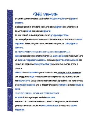 Gli Stati Regionali Italiani e I Comuni del Medioevo: Mappe e Riassunti