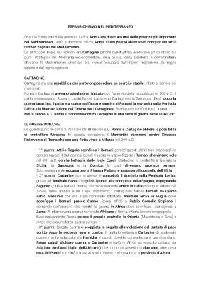 L'espansione di Roma nel Mediterraneo: Mappa Concettuale e Riassunto